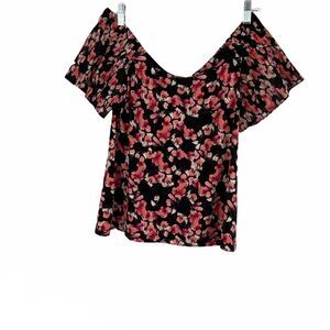 White House Black Market Women’s Floral Off Shoulder Blouse XS Short Sleeve WHBM